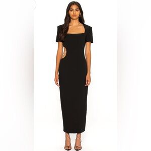 Nana Jacqueline black Zoe cutout diamond chain dress